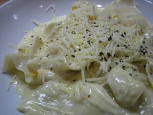 Ravioli in cream parmesan sauce